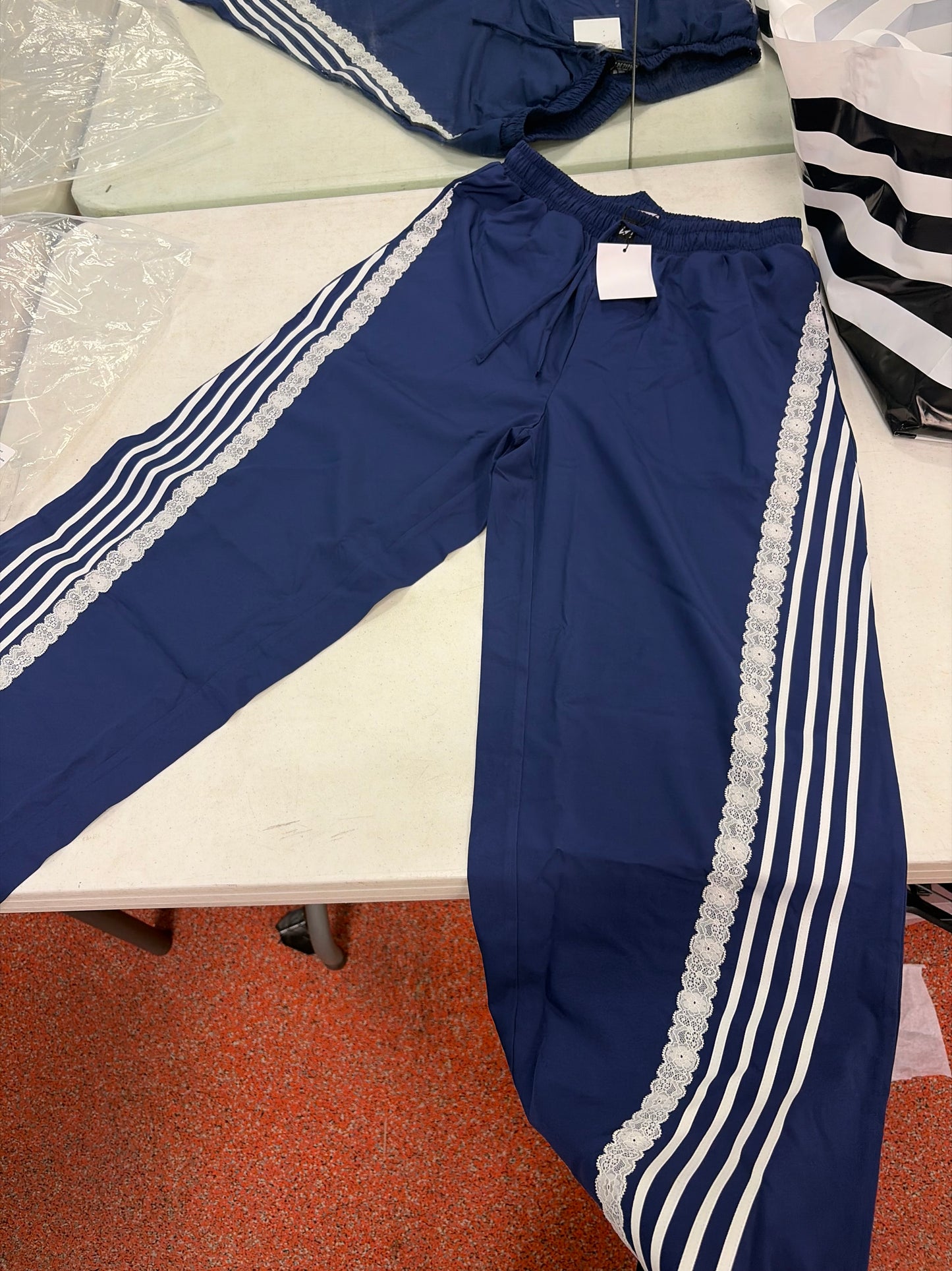 RAY TRACK PANT TIDAL WAVE AND WHITE