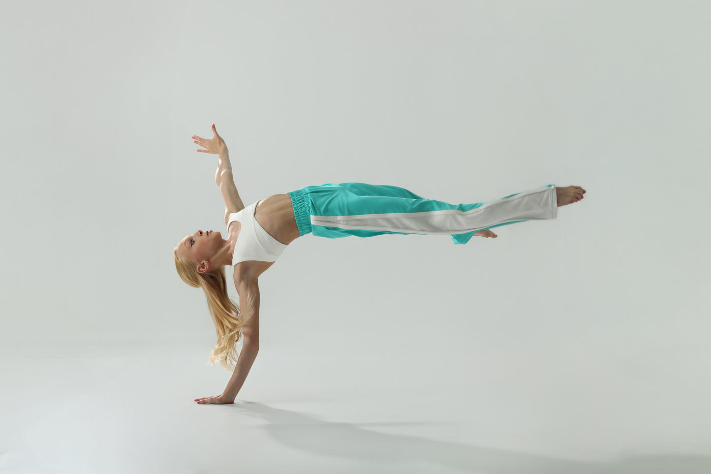 AQUA AND WHITE ELEVATE TRACK PANT
