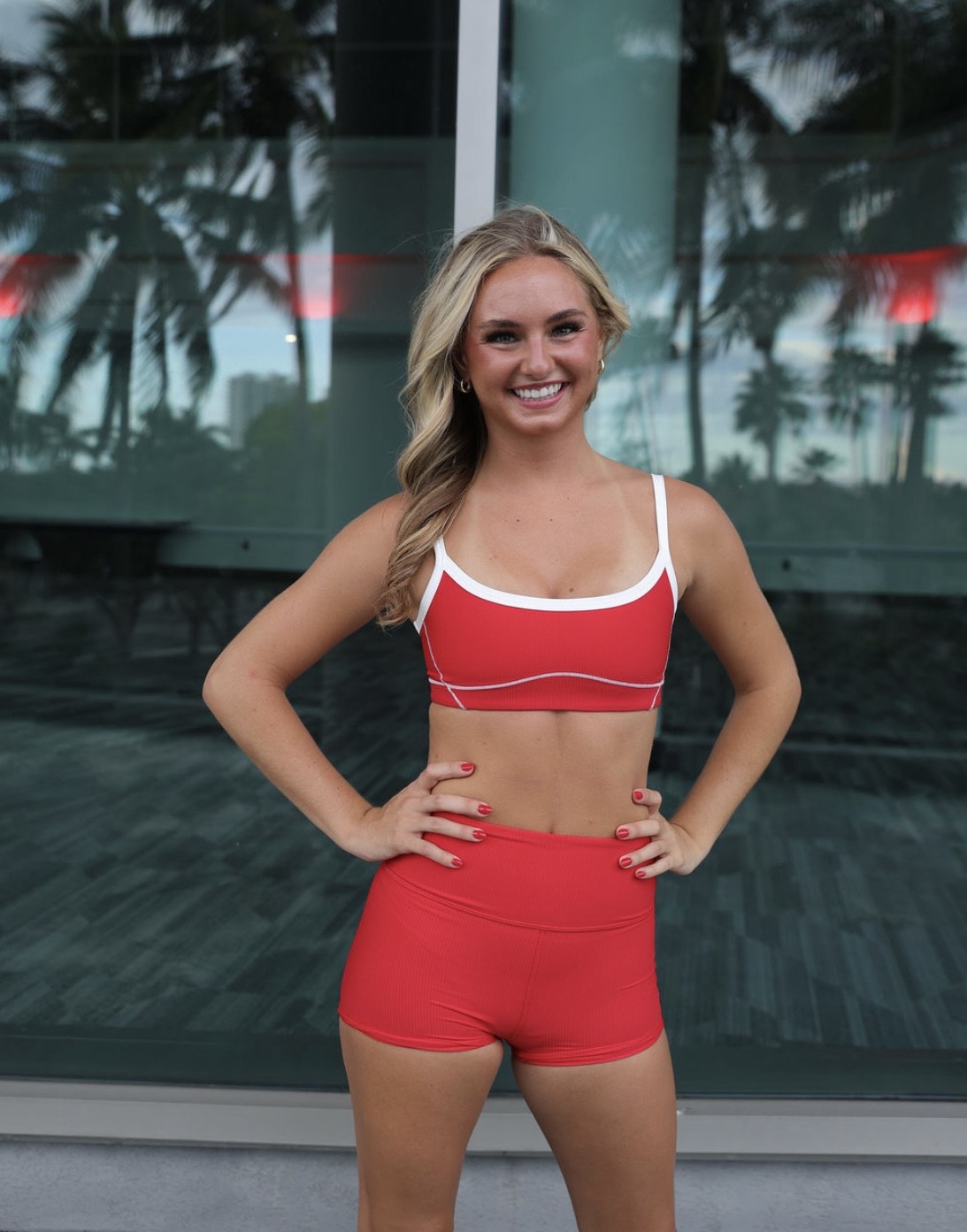 RED RIBBED SHORTS