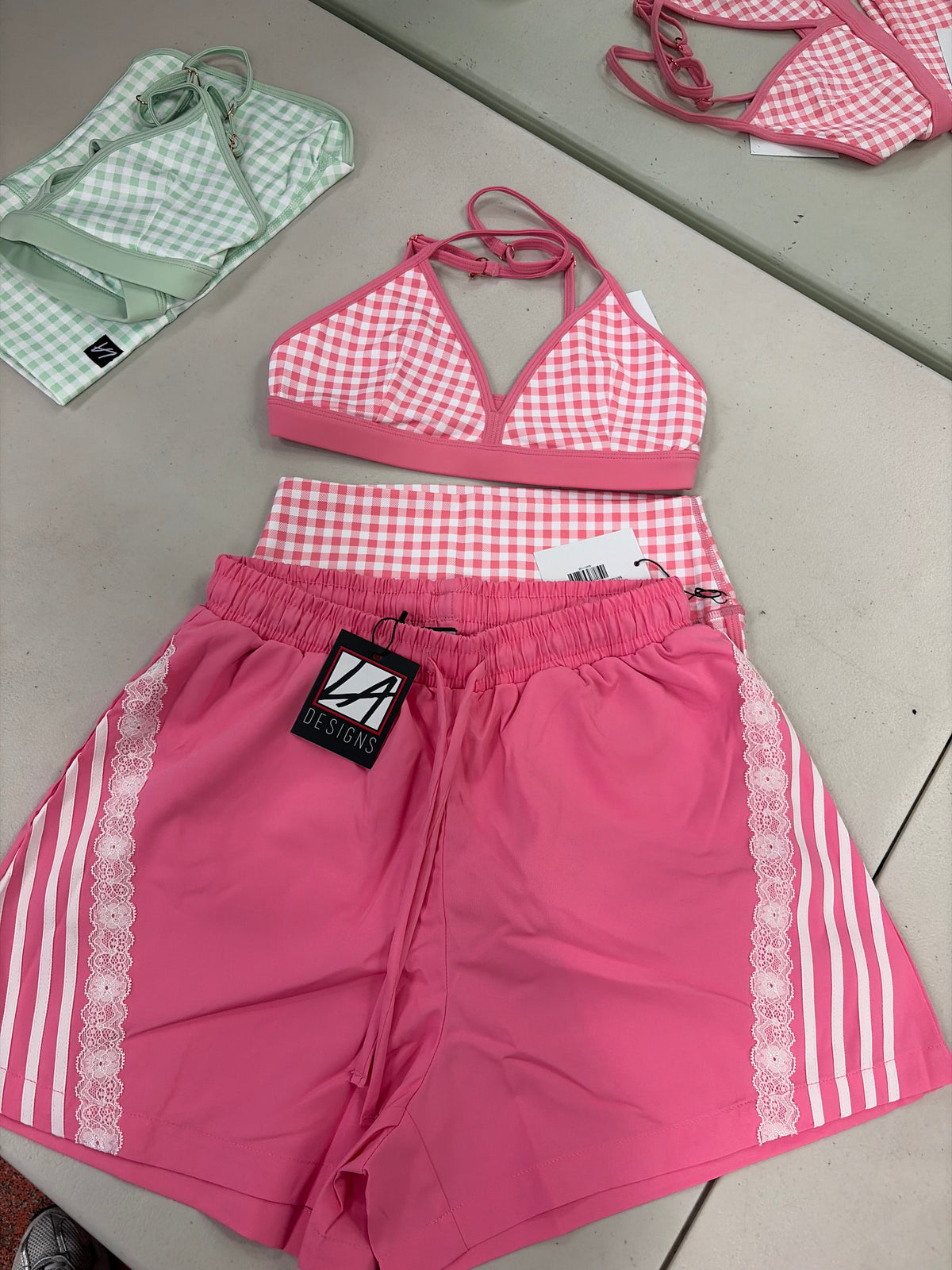 NIOR PINK AND WHITE SHORTS - KEY WEST