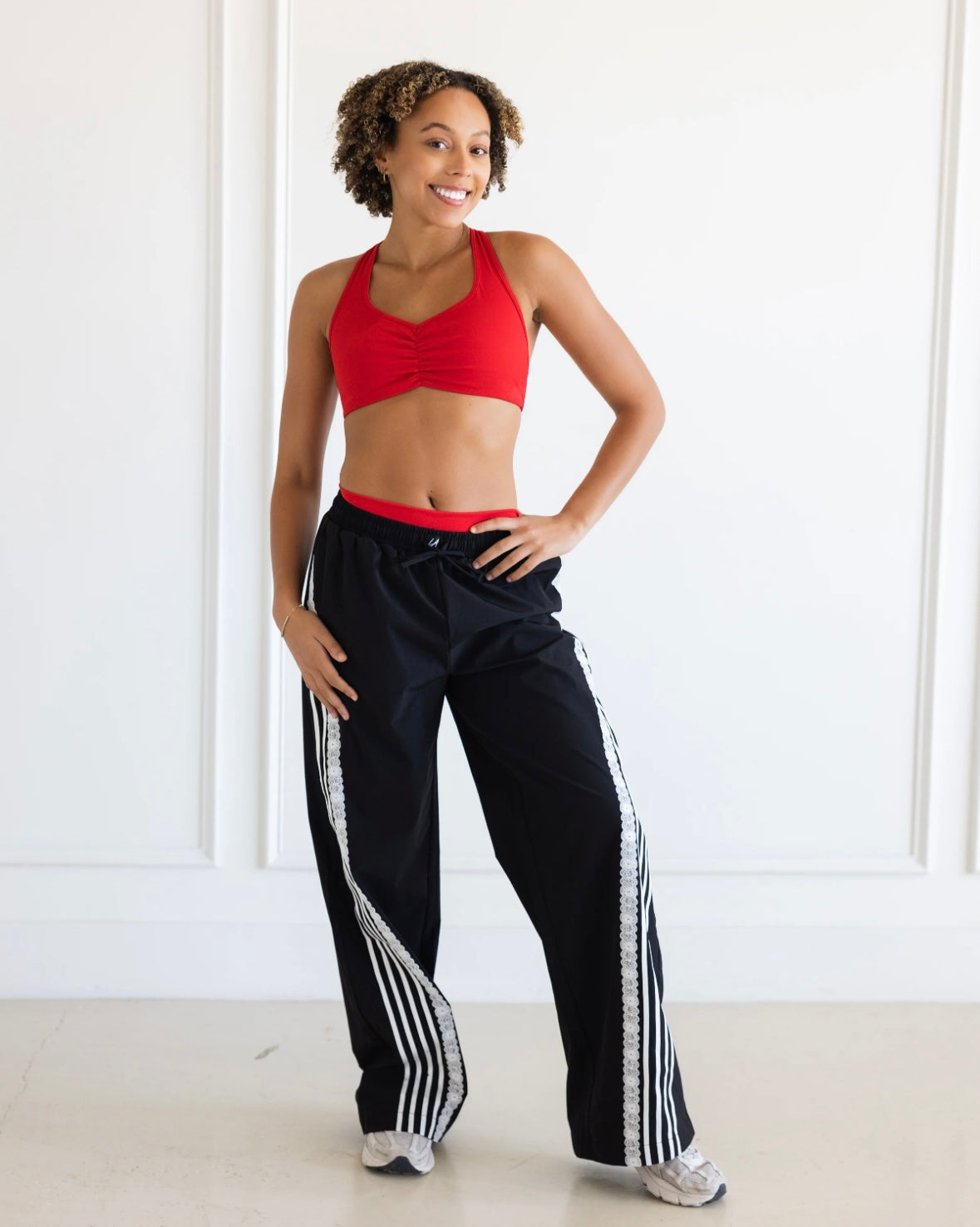 NOIR BLACK AND WHITE LACE PANTS