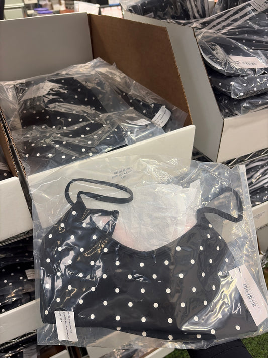 FRENCHIE BLACK AND WHITE POLKA DOT TOP
