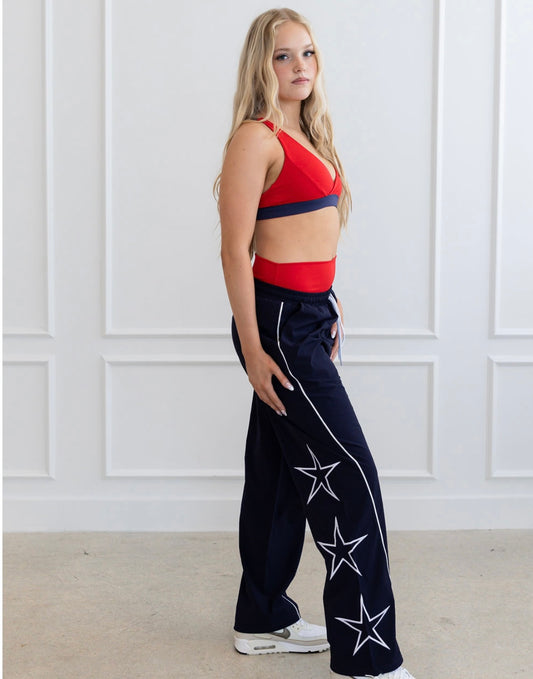 TEMPO TOP IN RED AND NAVY