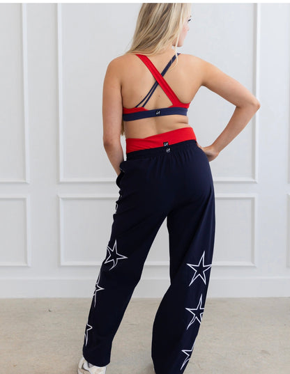 TEMPO TOP IN RED AND NAVY