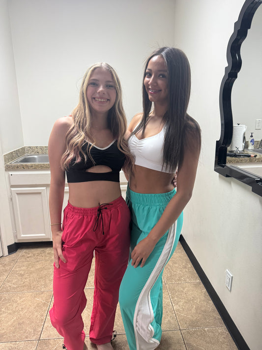 AQUA AND WHITE ELEVATE TRACK PANT