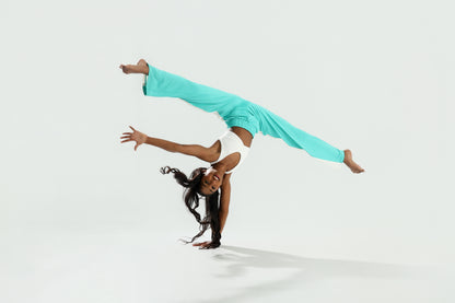AQUA AND WHITE ELEVATE TRACK PANT