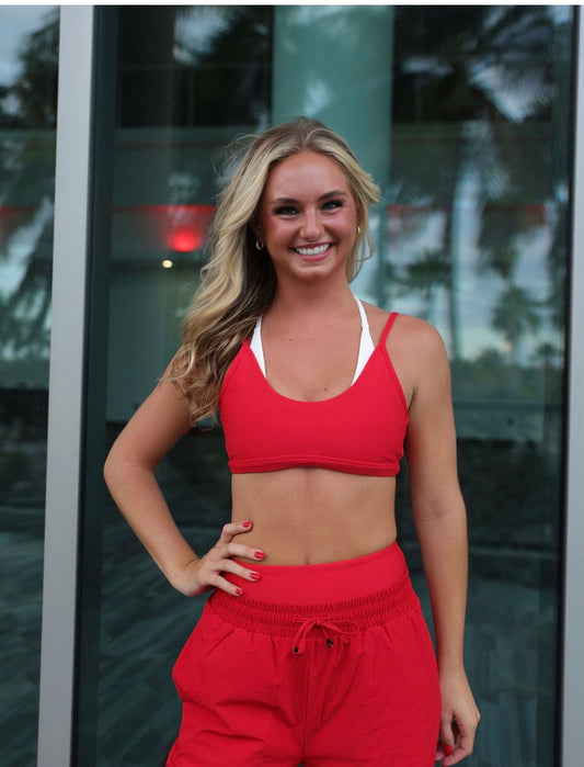 RED AND WHITE TWO LAYER TOP