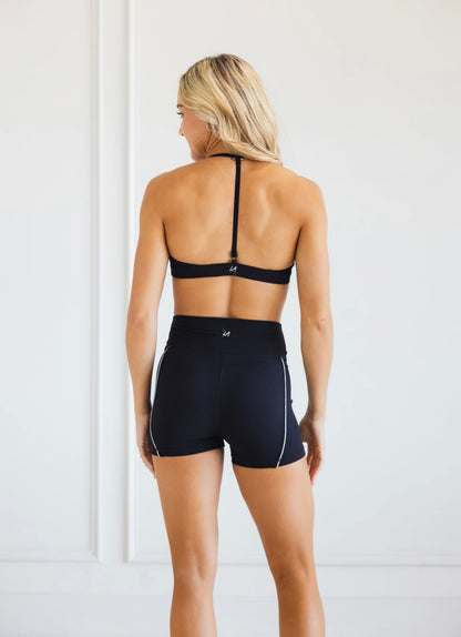 BLACK AND WHITE DOUBLE LAYER HALTER TOP