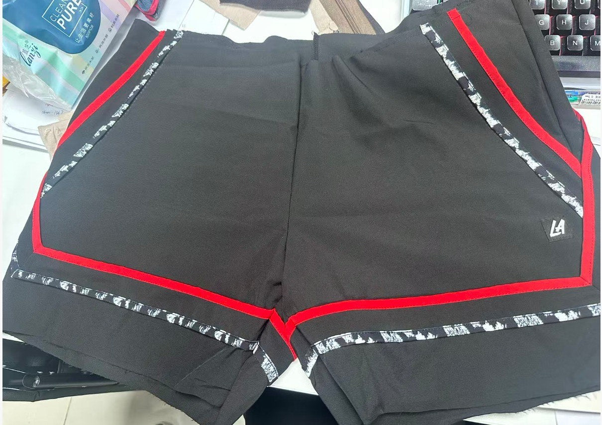 HORIZON - SNOW LEOPARD, BLACK, AND RED SHORTS