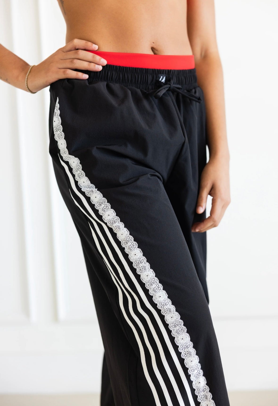 NOIR BLACK AND WHITE LACE PANTS