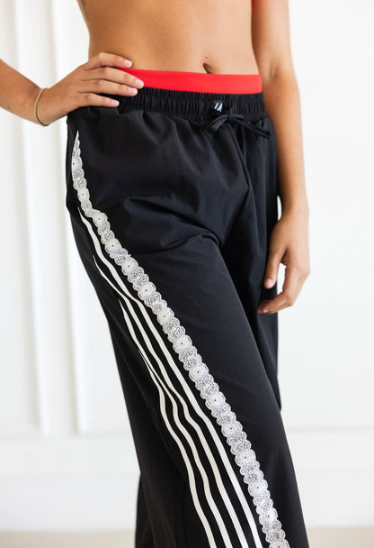 NOIR BLACK AND WHITE LACE PANTS